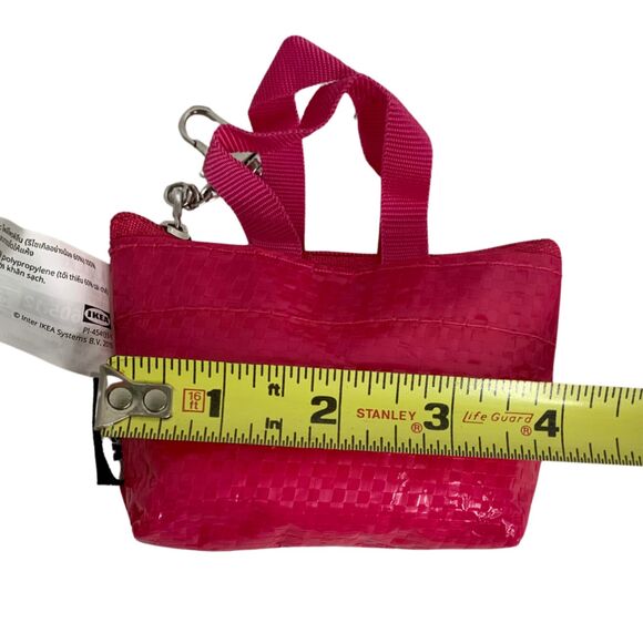 NEW IKEA Japan Mini Pink White Zipper Coin Keychain Mini Bag Tote Purse - Picture 8 of 10